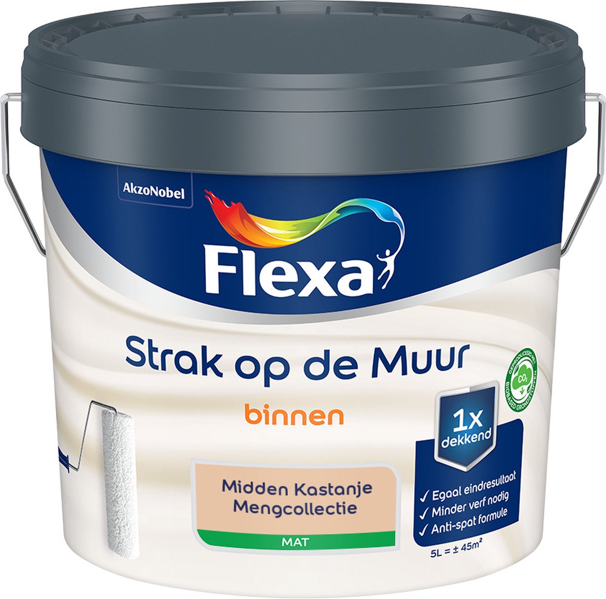 Flexa Strak op de muur - Muurverf - Mengcollectie - Midden Kastanje - 5 Liter