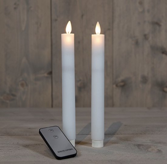 LED kaarsen met bewegende vlam 2x - Wit - White - Afstandsbediening -  Dinerkaars... | bol.com