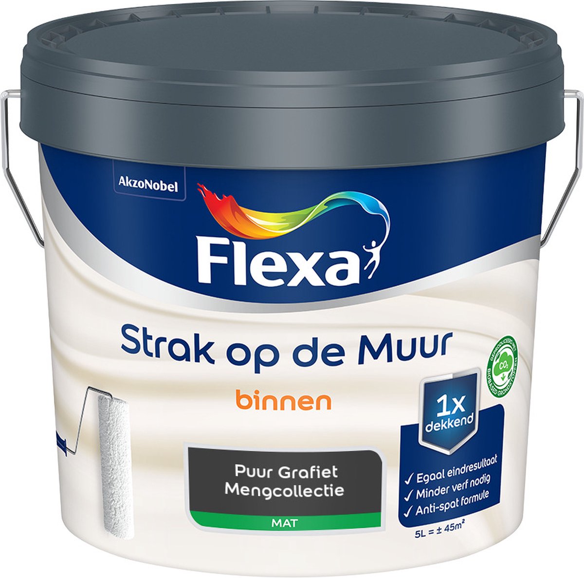 Flexa Strak op de muur - Muurverf - Mengcollectie - Puur Grafiet - 5 Liter