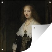 Tuinposters Portret van Maria Trip - Rembrandt van Rijn - 50x50 cm - Tuindoek - Buitenposter