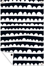 Motif Déco Décoration de jardin - Rond - Zwart - Wit - 40x60 cm - Poster Jardin - Toile Jardin
