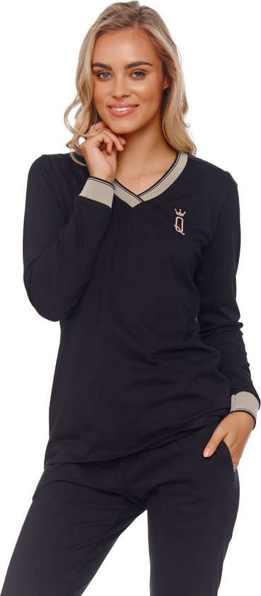 Doctor Nap Katoenen Pyjama Queen Dames Volwassenen Queen Zwart PM.4504 ...