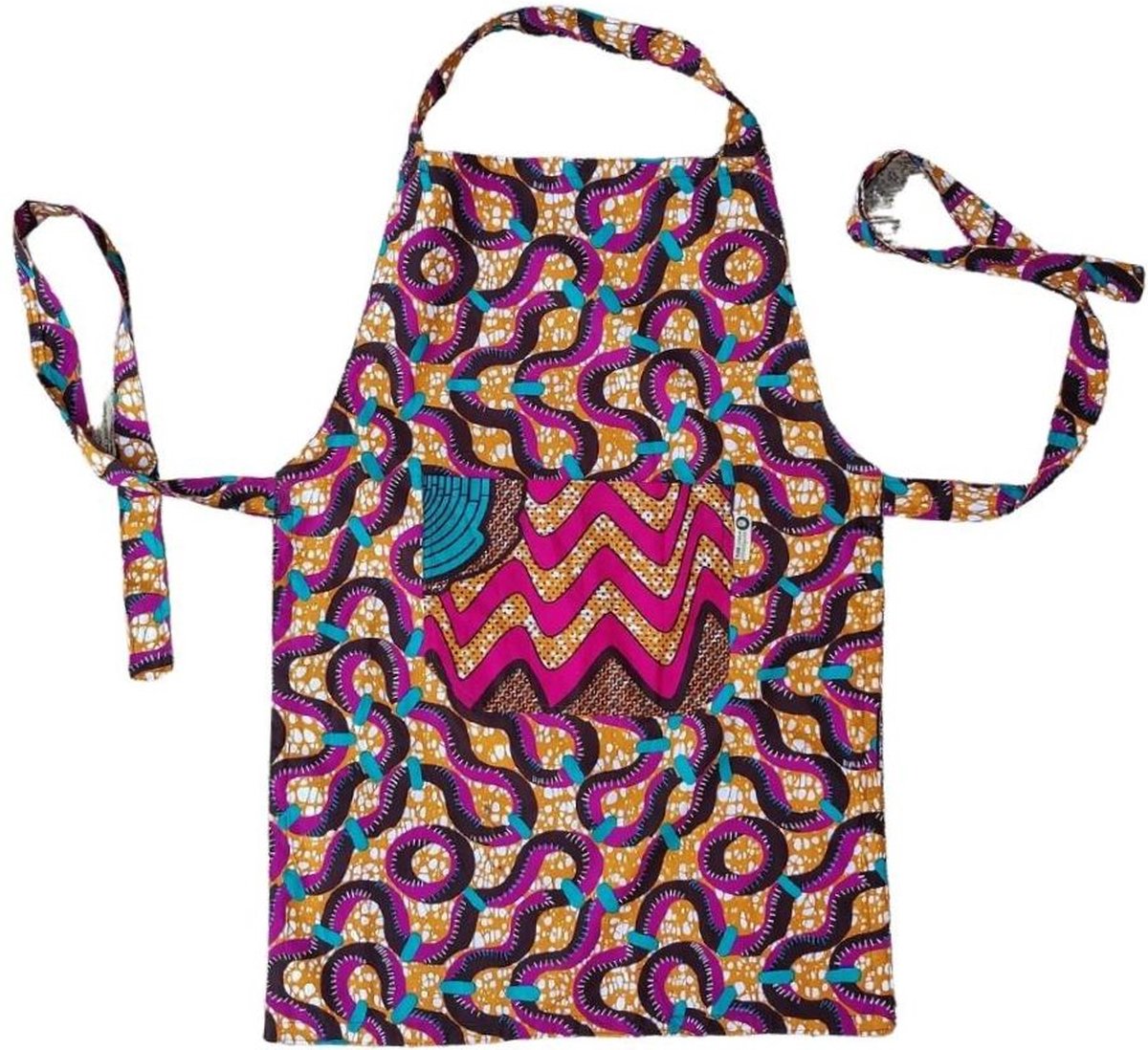 Keukenschort | Perfect cadeau | Schort Fairtrade veelkleurig | Kookschort | Goed doel | Maame Tumi | Handgemaakt in Ghana | Kleurrijk keukenschort met dubbelzijdige print
