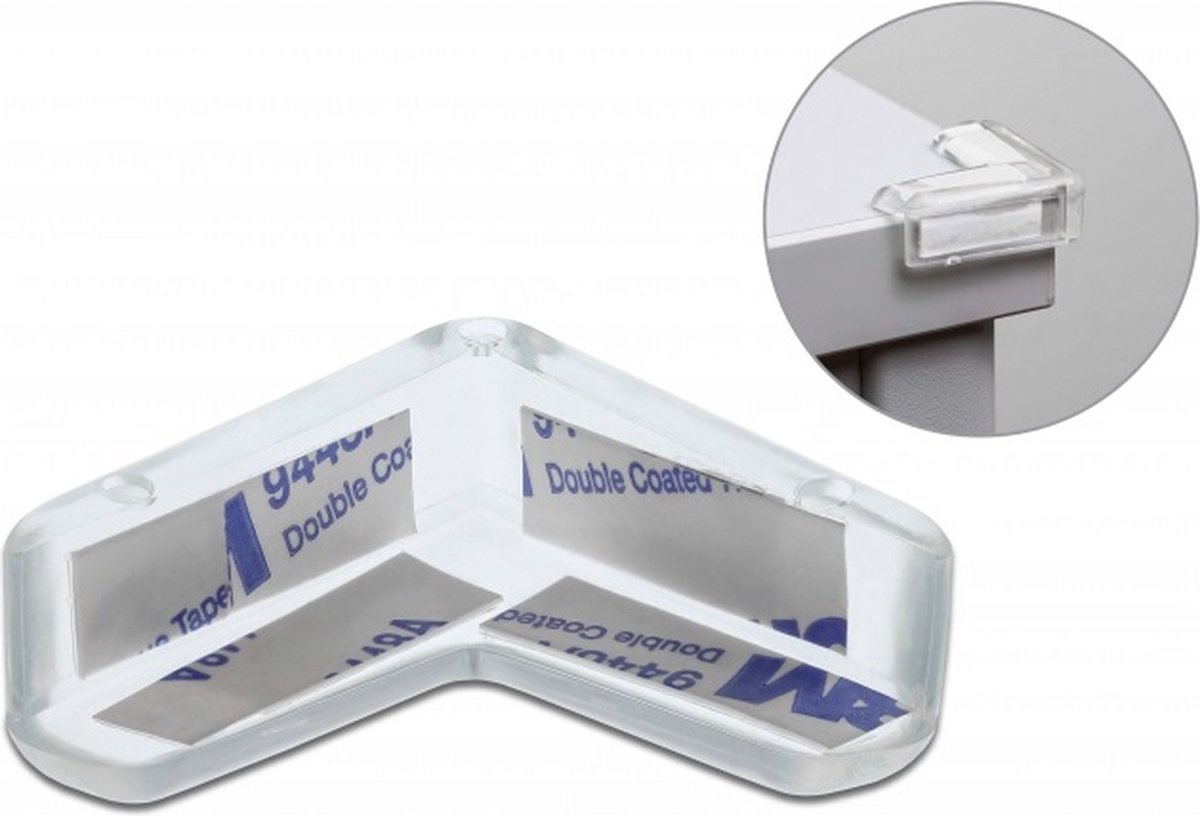 Hoekbeschermer met zelfklevend pad - 40 x 40 x 13 mm / transparant