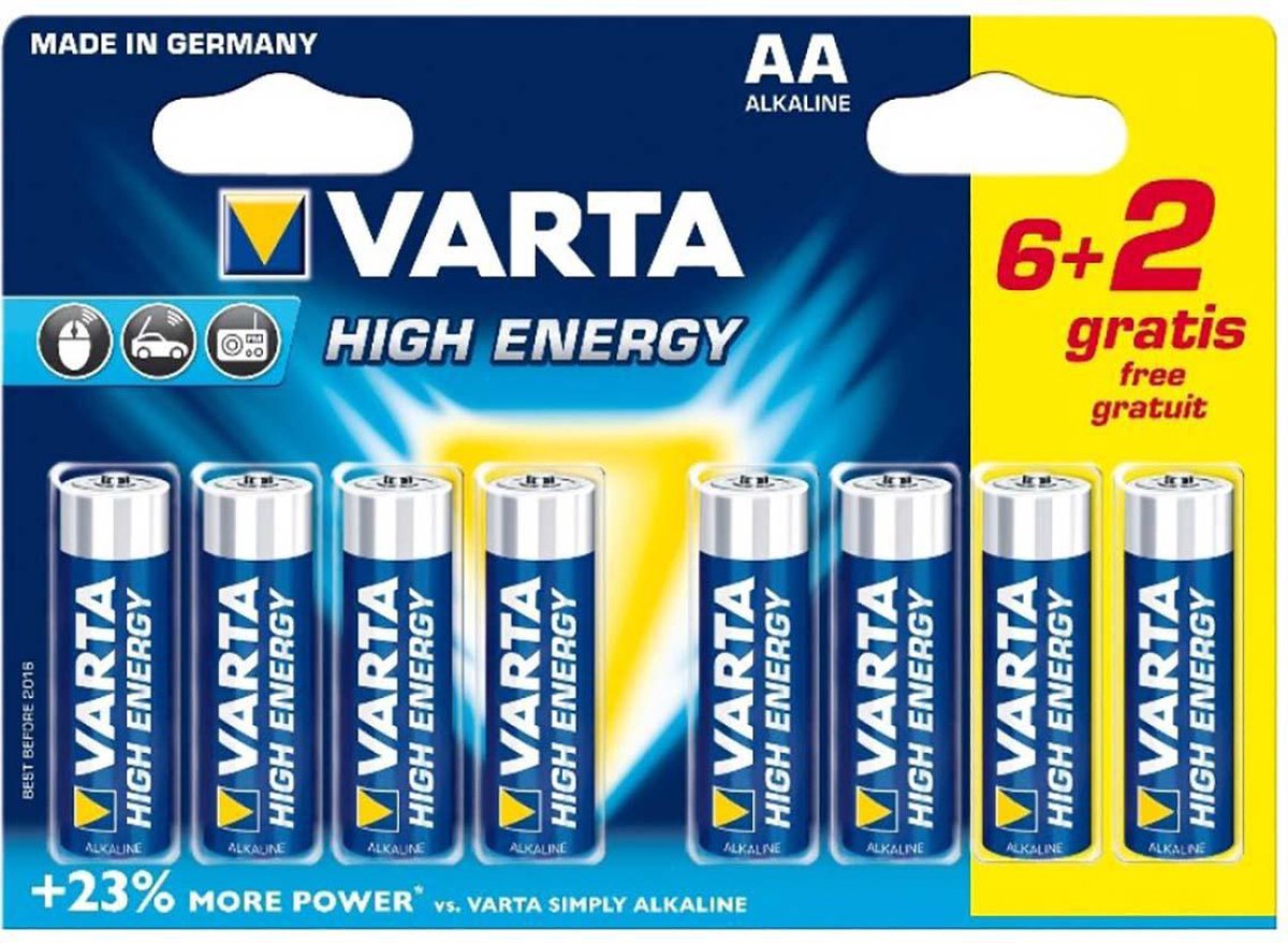 Varta AA High Energy Batterijen - 8 stuks - Varta