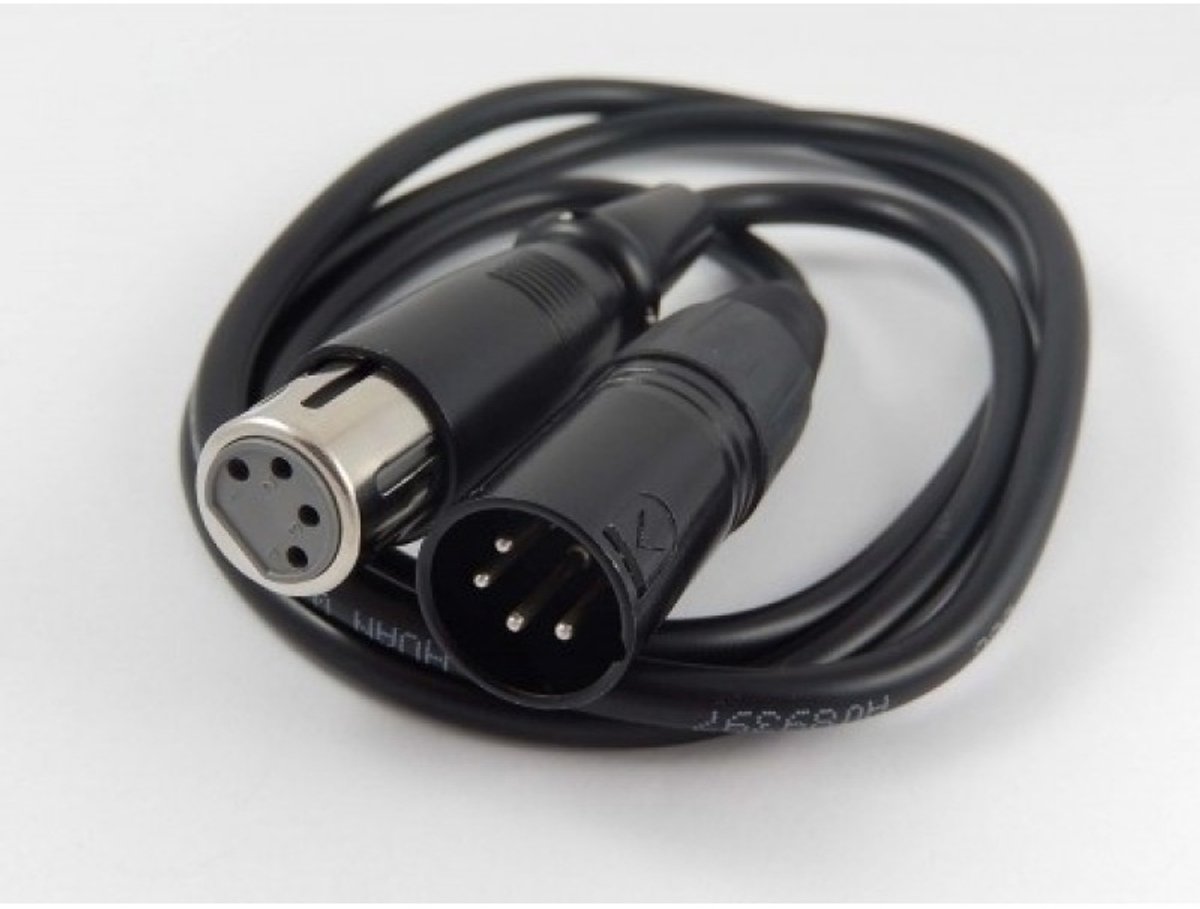 XLR 4-pins (m) - XLR 4-pins (v) verlengkabel - 1,2 meter