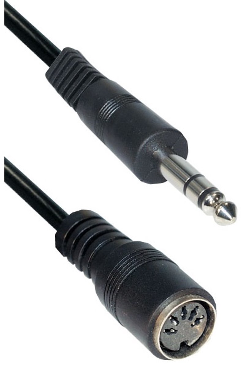 DIN 5-pins (v) - 6,35mm Jack (m) audio adapter / zwart - 0,20 meter
