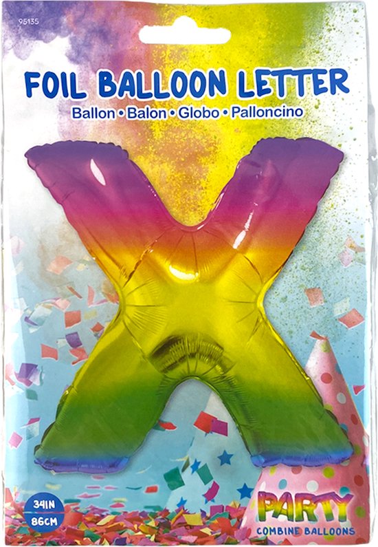 Folieballon Letter X Yummy Gummy Rainbow 34 Inch / 86 Cm