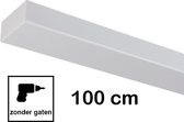 Plafondplaat 100 x 8 cm - Plafondbalk - zonder gaten - incl. 5x trekontlasters - wit