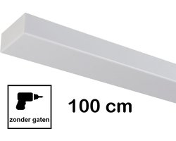 Plafondplaat 100 x 8 cm - Plafondbalk - zonder gaten - incl. 5x trekontlasters - wit