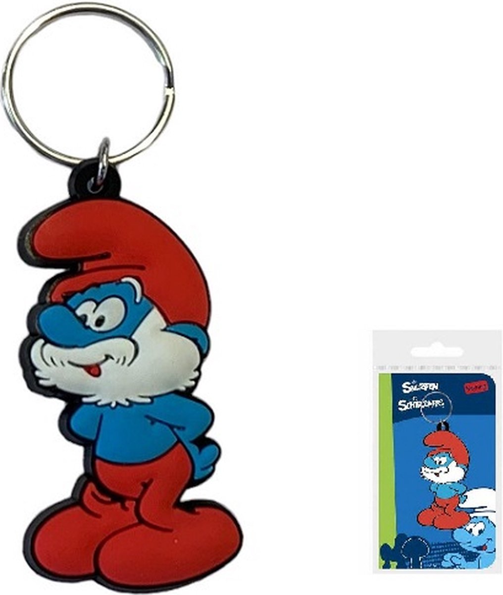 De Smurfen - sleutelhanger grote smurf - plat - rubber - 6 cm