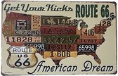 Wandbord - Get Your Kicks Route 66 American Dream