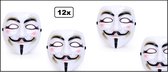 12x Masker Vendetta wit Halloween| film| themafeest |movie |griezel| vendetta |Guy| V |creepy