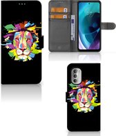 GSM Hoesje Motorola Moto G51 5G Book Cover Lion Color