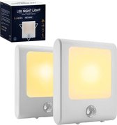 Lueas® - 2 x stopcontact lampje met bewegingssensor – plugin ledlamp – Nachtlampje - Kinderlampje - warm licht – dimbaar