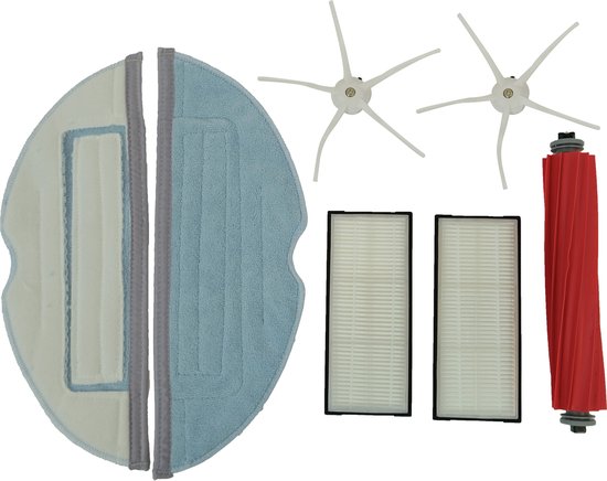 Kit di accessori per aspirapolvere Xiaomi Roborock S7 S7 Plus S7 Max T7s Plus, 2 spazzole a rullo, 6 spazzole laterali, 4 filtro, 4 panni mocio, 1 copertura rullo, 2 attrezzi (nero