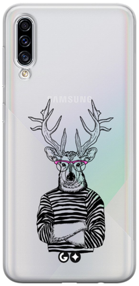 Telefoonhoesje geschikt voor Samsung Galaxy A30s - Transparant Siliconenhoesje - Flexibel en schokabsorberend - Dierencollectie - Deerest Hipster - Roze
