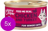 5x Edgard & Cooper Senior Chunks Kip & Kalkoen - Kattenvoer - 85g
