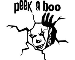 Auto - Raam - Sticker enge clown - Bumpersticker - Grappige Quote - Deursticker peek a boo