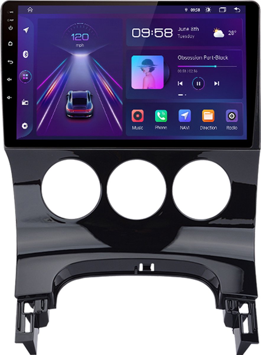 Navigatiesysteem auto met scherm - autoradio geschikt voor CarPlay en Android auto - bluetooth radio - geschikt voor Peugeot 3008 2009-2016