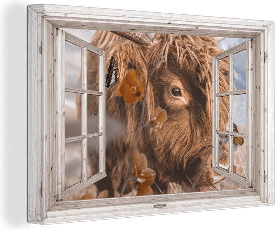 Décoration murale - Highlander écossais - Voir à Travers - Insectes - Peinture sur Toile - 120x80 cm