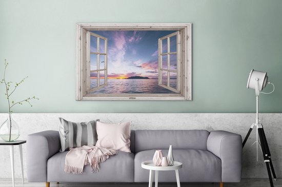 Tableau Toile Transparente - Mer - Île - 140x90 cm - Décoration murale