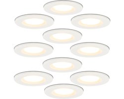 HOFTRONIC - 10x Venezia Badkamer spotjes Wit - Kleine inbouwdiepte 45mm - 2700K Extra warm wit - IP65 inbouwspots voor badkamer, keuken en woonkamer - 6 Watt 650 Lumen