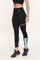 Active Panther Legging Birgit Stripe Noir/ Blue clair, Plus taille haute 3/4 pour femme – Legging doux et non transparent pour le contrôle du ventre, pantalon extensible de Yoga de grande taille,