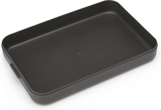 Boîte à lunch Brabantia gris foncé, vide et en plastique, modèle plat.