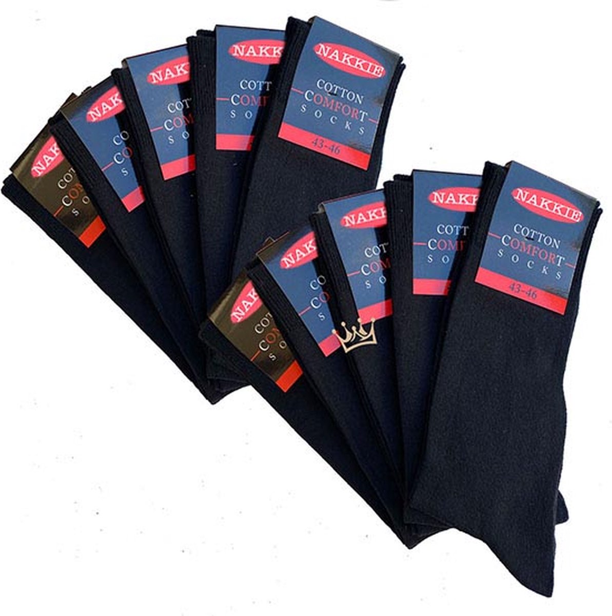 10 paar nette katoenen sokken - Heren sokken - Comfort sokken - Business sokken - Maat 43-46 - Zwart - Multipack - Mega pack