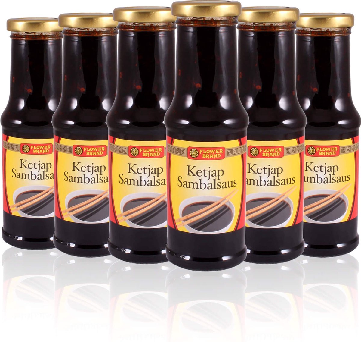 Flowerbrand® | 6 x 220ml Ketjap Sambalsaus | Zoete Ketjap met pittige sambal