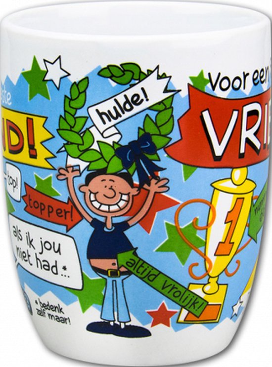 Anniversaire - Mug Cartoon - Pour un ami formidable - Dans un coffret cadeau avec ruban coloré