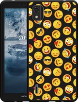 Nokia C2 2nd Edition Hoesje Zwart Emoji - Designed by Cazy
