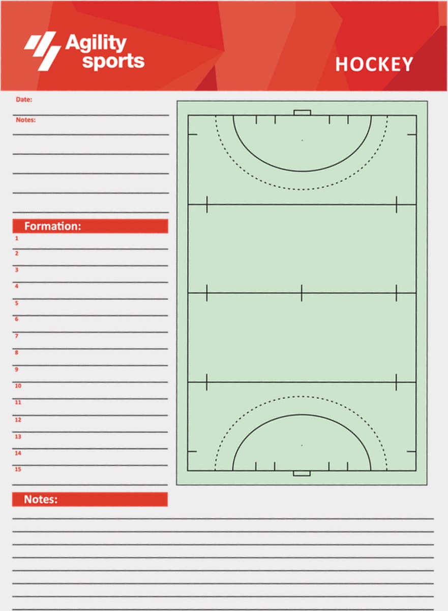 Agility Sports Schrijfblok Voor Tactiekmap Hockey