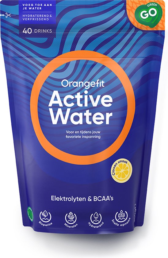 Orangefit Active Water - 300gr (40 porties) - Sportwater Met Citroensmaak -...