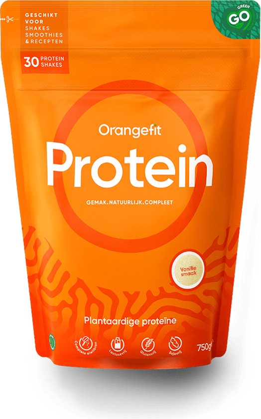 Orangefit Proteïne Poeder / Vegan Proteïne Shake - 750g (30 shakes) - Vanille - Perfect Voor Je (Pre) Workout!