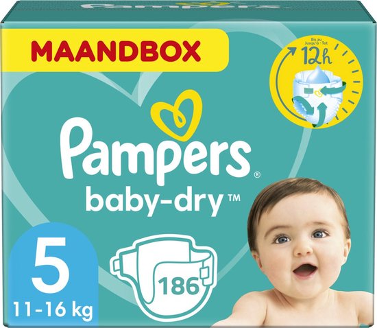plek enthousiast halsband Pampers Baby Dry Maat 5 (11-16kg) - 186 Luiers | bol.com