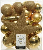 Decoris Kerstballenset - 33 stuks - Kunststof - met piek