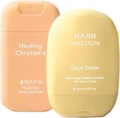 HAAN Hand Sanitizer Handspray Healing Chrysants 30ml & Handcrème Coco Cooler 50ml - Set van 2 Stuks - Duo-pack - Navulbaar