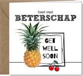 Tallies Cards wenskaarten - Beterschap Get well soon - collectie PLANT - 4 kaarten met envelop - duurzaam