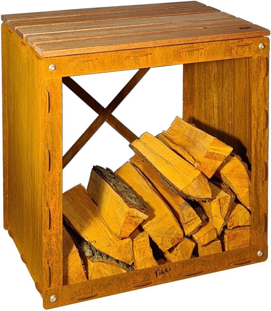 Fikki Wood Storage Hocker