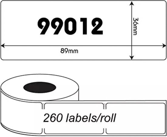 99012 Compatible 89x36mm Wit 100-pack 99012 Compatible 89x36mm Wit 100-pack