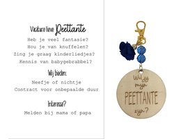Sleutelhanger Wil jij mijn Peettante zijn? | blauw | vacature | peettante vragen | meter vragen | peettante worden | meter worden