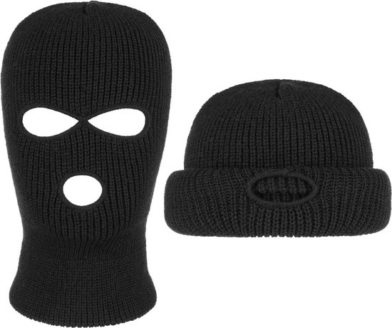 *** Bivakmuts zacht Zwart - Warme Muts - Rekbaar - One Size - Balaclava - Motor-3 gaats-face mask-warm-Heble® ***