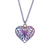 Treasure Trove Coeur Papillon Collier Enfant - Nacre - Fille - Chaîne de maillons - 48 cm