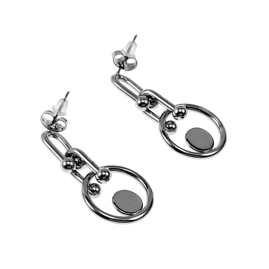 Zilverkleurige bijoux oorbellen maan | -NL
