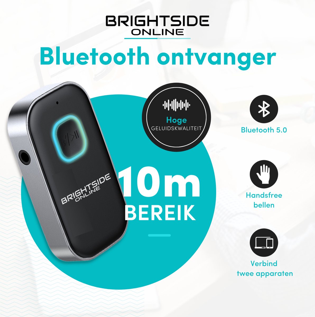 Récepteur Bluetooth BrightSide - Jack 3,5 mm - Récepteur Bluetooth - Appel  mains