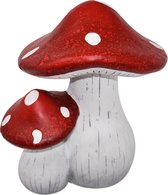 Decoratieve paddestoel - Champignons -Dot Design- keramiek 16 cm rood
