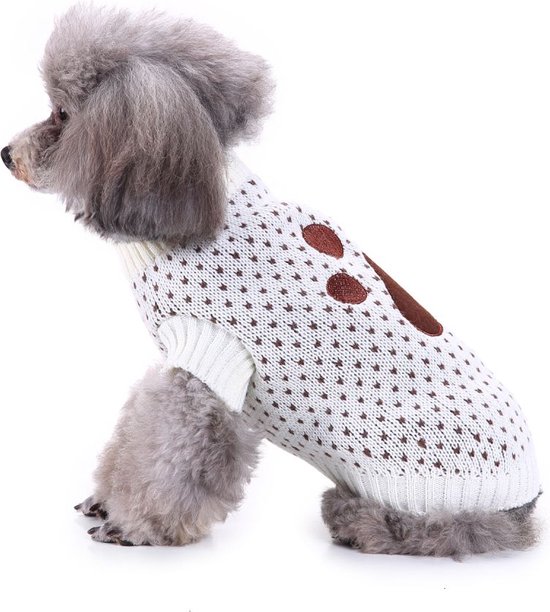 Gebreide honden trui ecru M