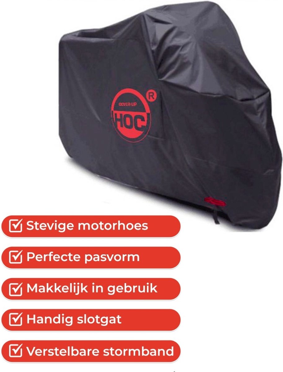 Motorhoes waterdicht 245*105*125 cm (XL ) stofvrij / ademend / RED Label – foto 5